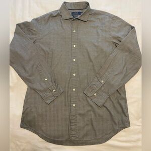 Polo Ralph Lauren gray long sleeve button up shirt 100% cotton stretch size L